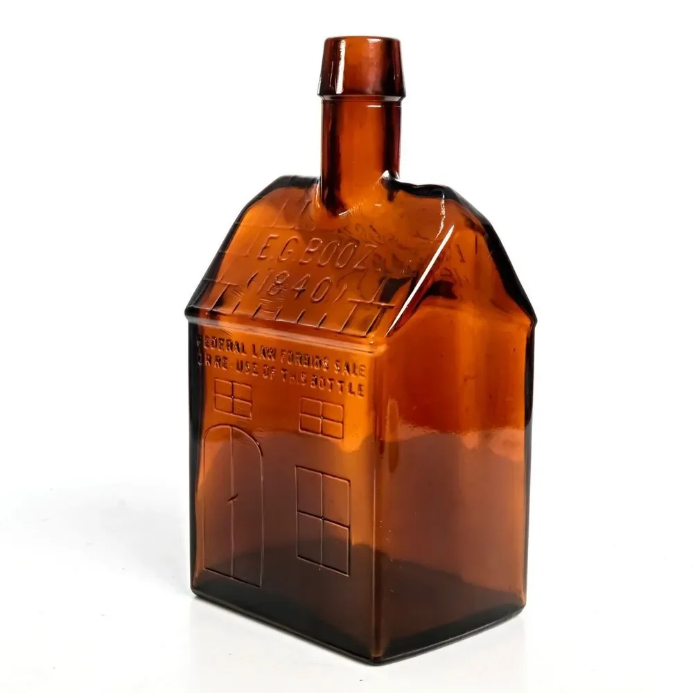 Vintage EG BOOZ 1840 Whiskey Brown Bottle 8